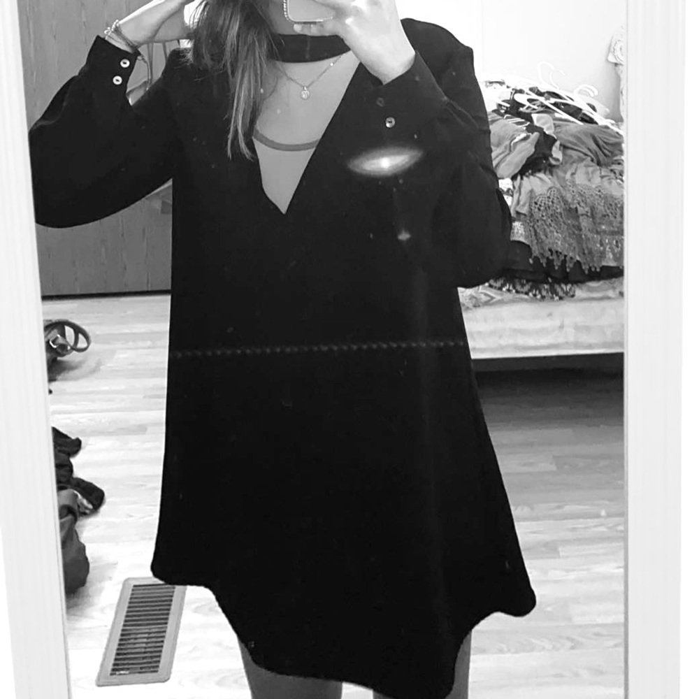 Black V neck dress